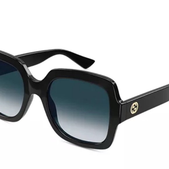 Gucci Black Minimal Square Sunglasses w/Logo